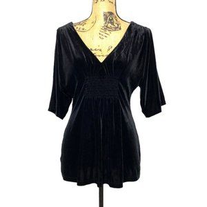 Ann Taylor Loft Black Velour V-Neck Blouse M